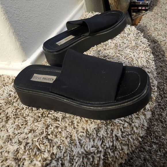 Steve Madden Shoes - Steve Madden Black Women's Platform Slides